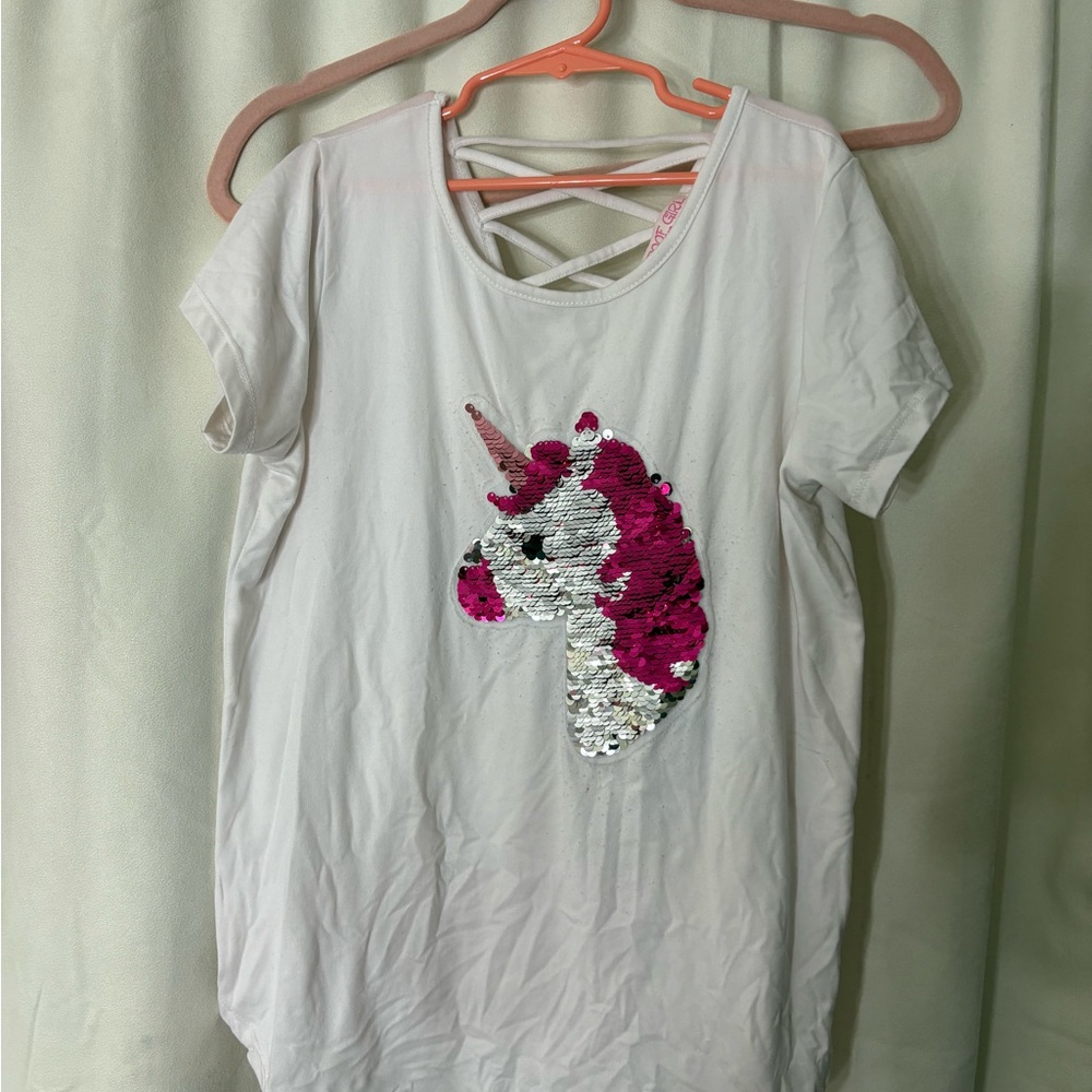 Pink Unicorn Sequin Kids Tee